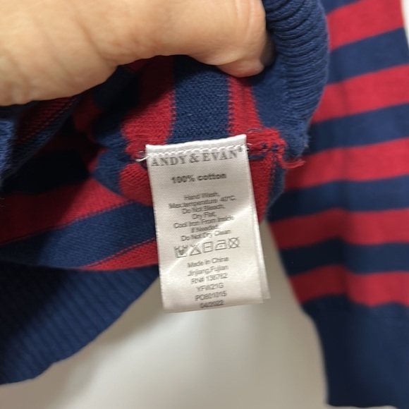 Andy & Evan boys, maroon and blue moose graphic sweater, size 7 - Picture 3 of 4